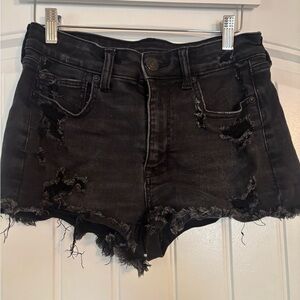 American Eagle Outfitters Black Distressed Denim Shorts